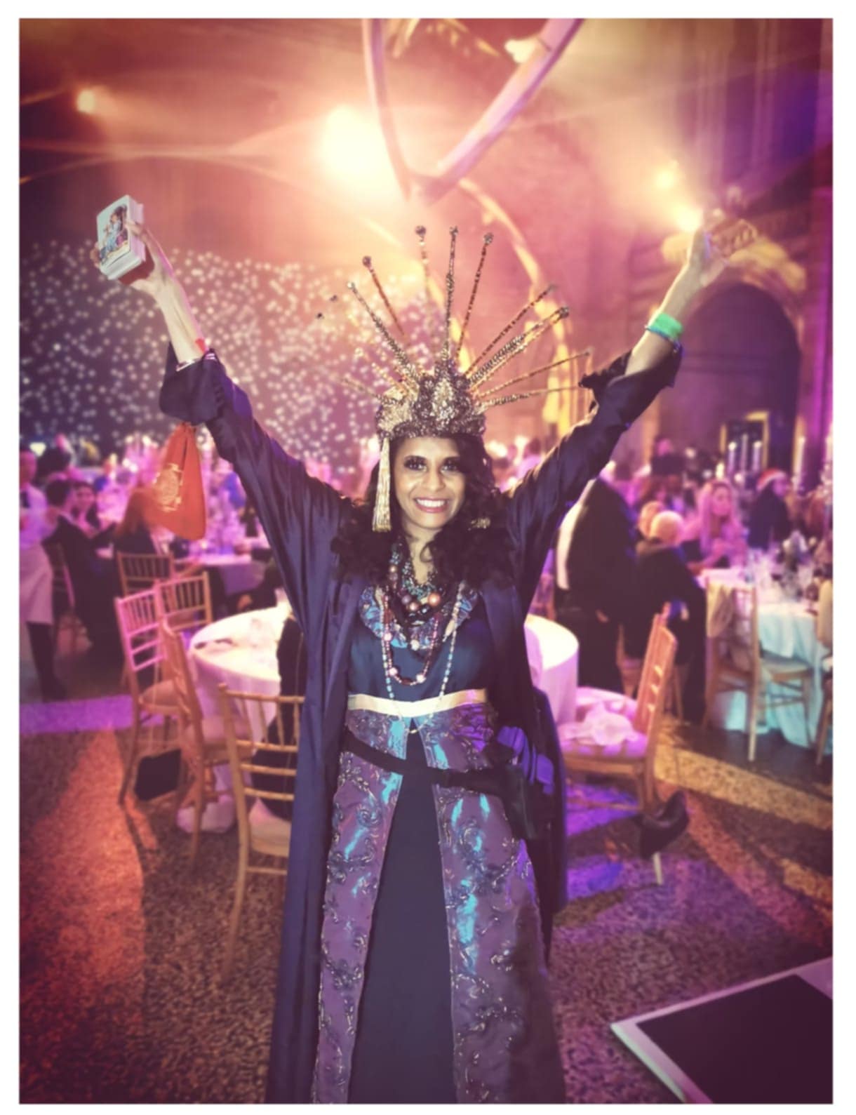 Themed psychic entertainer creating atmosphere at a 1920s style event
